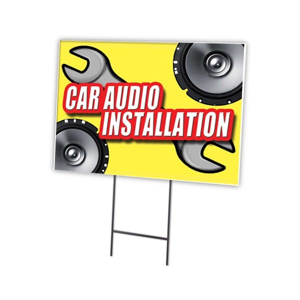 Car Audio Installation Yard & Stake outdoor plastic coroplast window, C-2436 Car Audio Installation